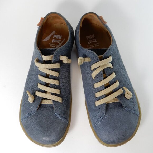 CAMPER Peu Flat Sneakers Shoes Womens Size 37 6.5 7 Blue Nubuck NEW - Picture 5 of 12